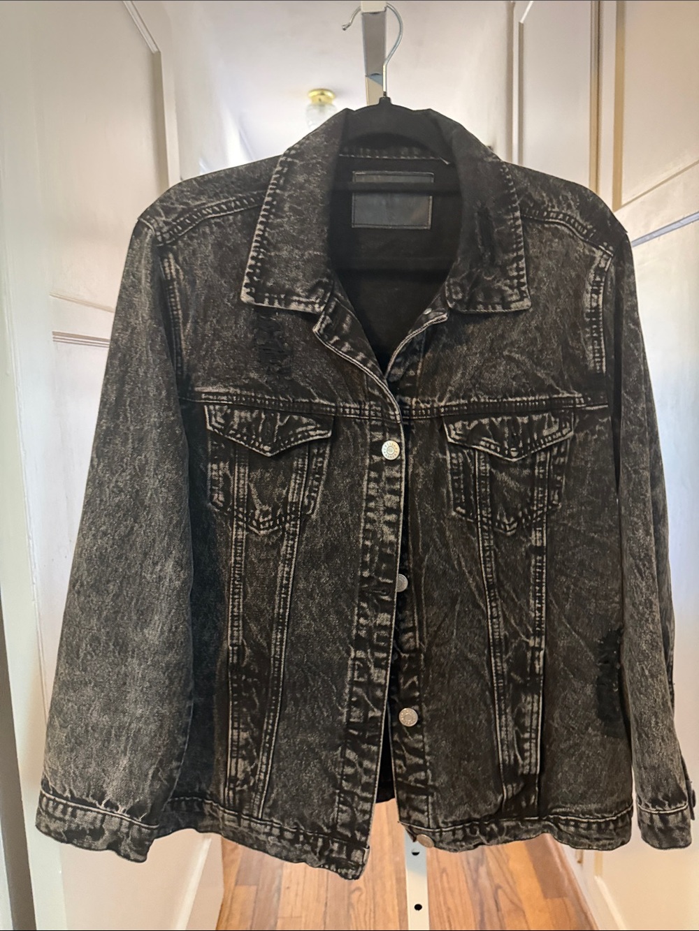 refuge Black Washed Denim Jacket